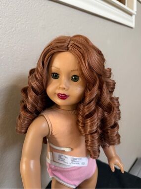 American girl 18” doll Synthetic Wig - Copper Brown Curly Style